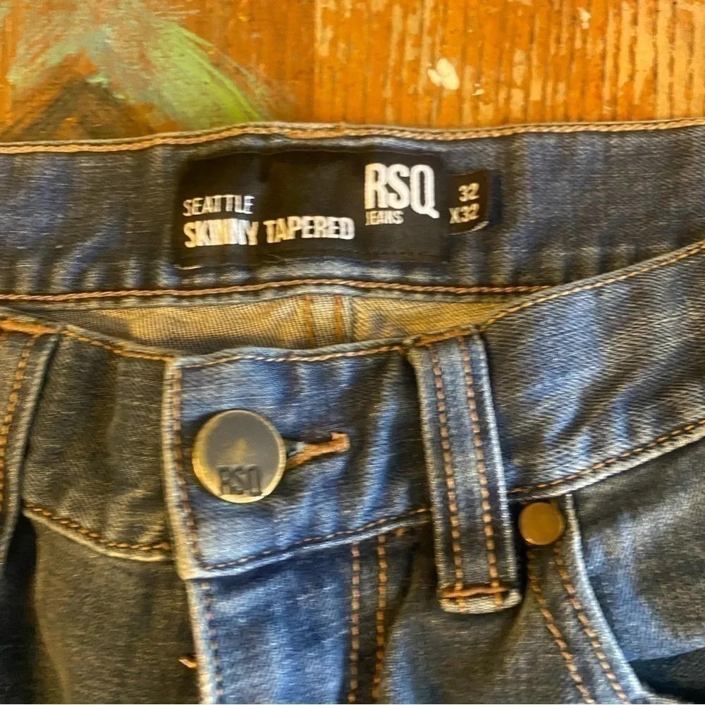 Really Clean RSQ London Skinny Jeans Mens Denim Blue Distressed Stretch Moto